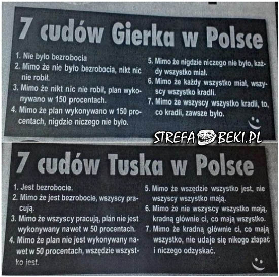 7 cudów Gierka i 7 cudów Tuska w Polsce