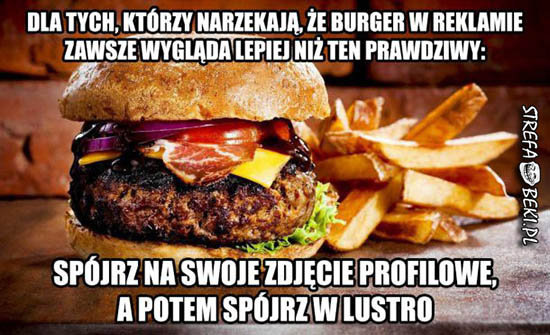 Burger w reklamie a zdjęcie profilowe