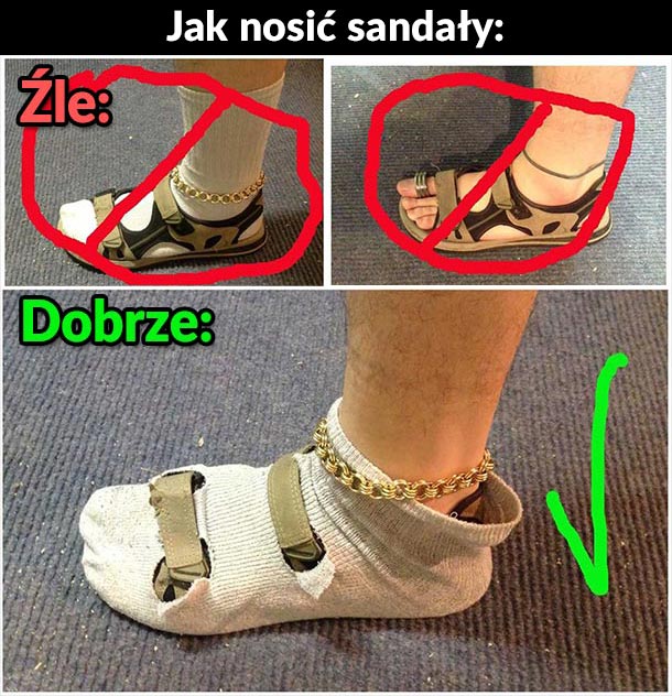 Jak nosić sandały :D