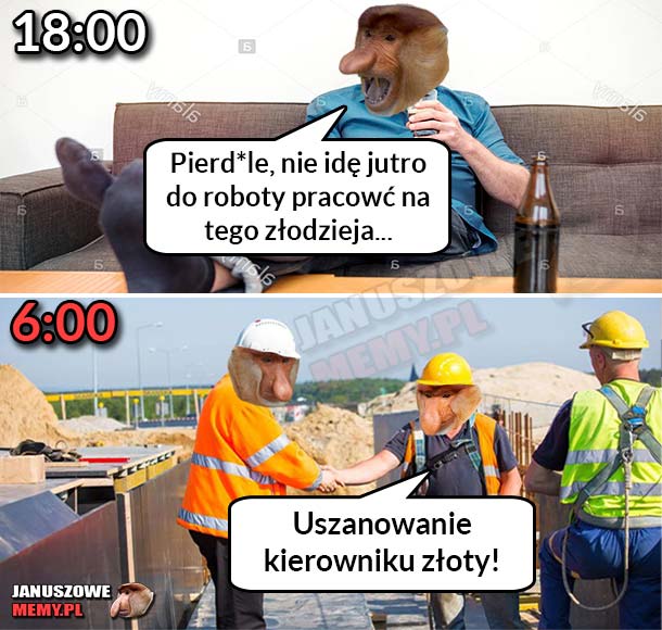 Kiedy Janusz mówi, że nie idzie jutro do roboty :D