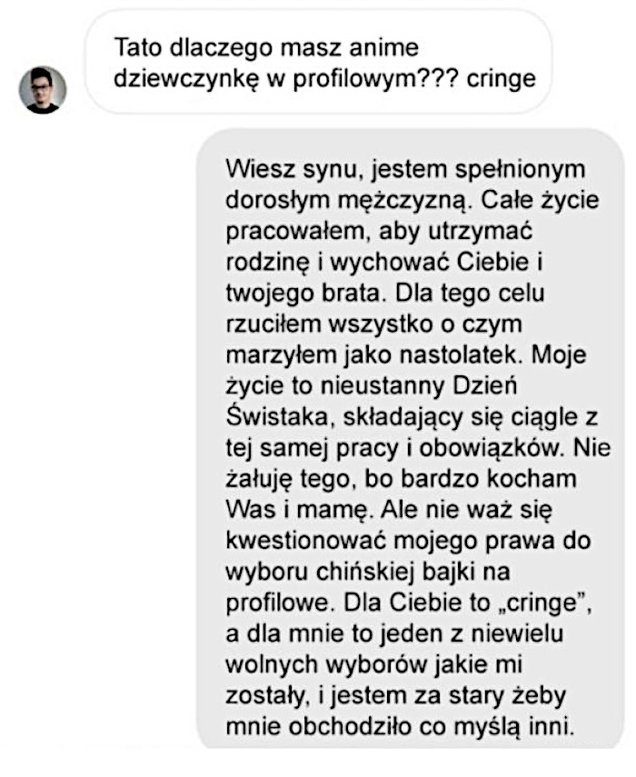 Ojciec wyjaśnia uwagę swojego syna