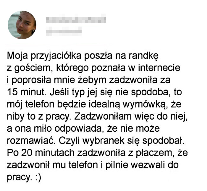 Tym razem nie musiała ratować randki swojej przyjaciółki