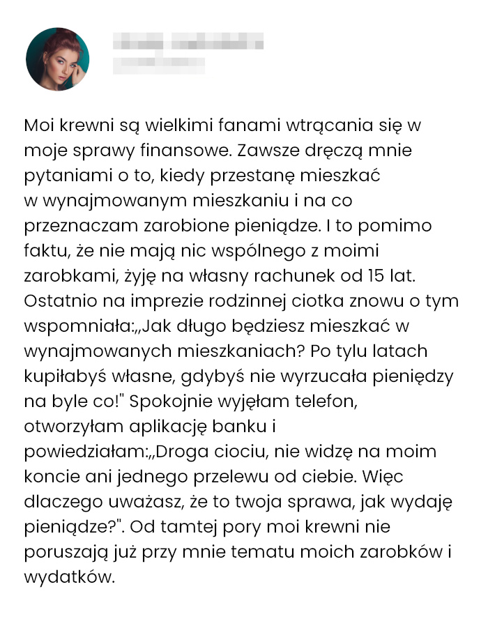 Odgryzłam się Ciotce która zawsze stara się być najmądrzejsza