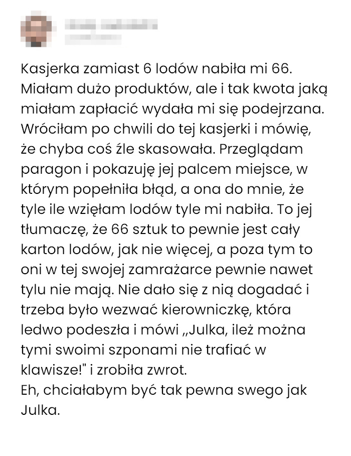 Spotkała mnie dziś niezła akcja z kasjerką