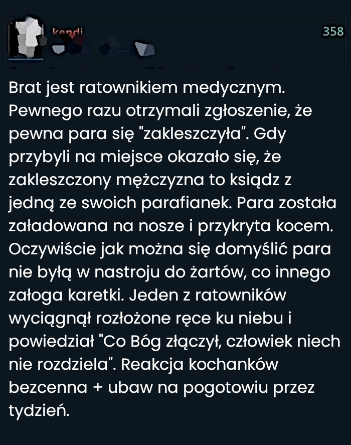 Niecodzienna sytuacja jak na księdza