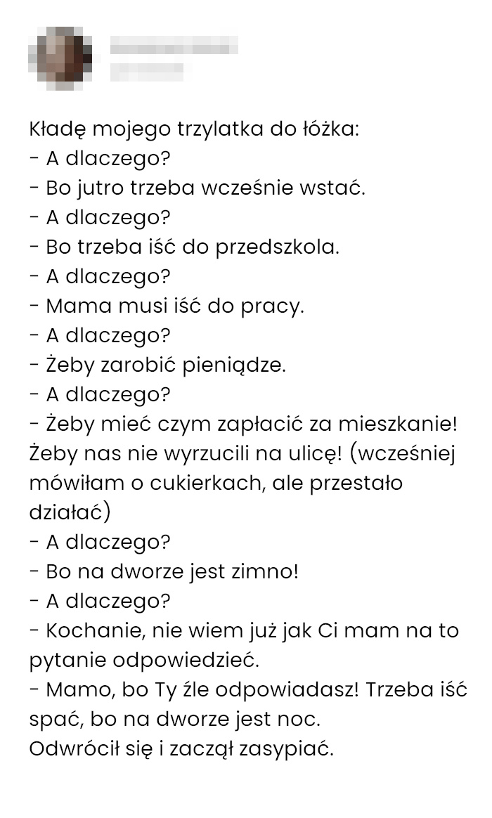 Rozmowy z 3 latkiem są cudowne