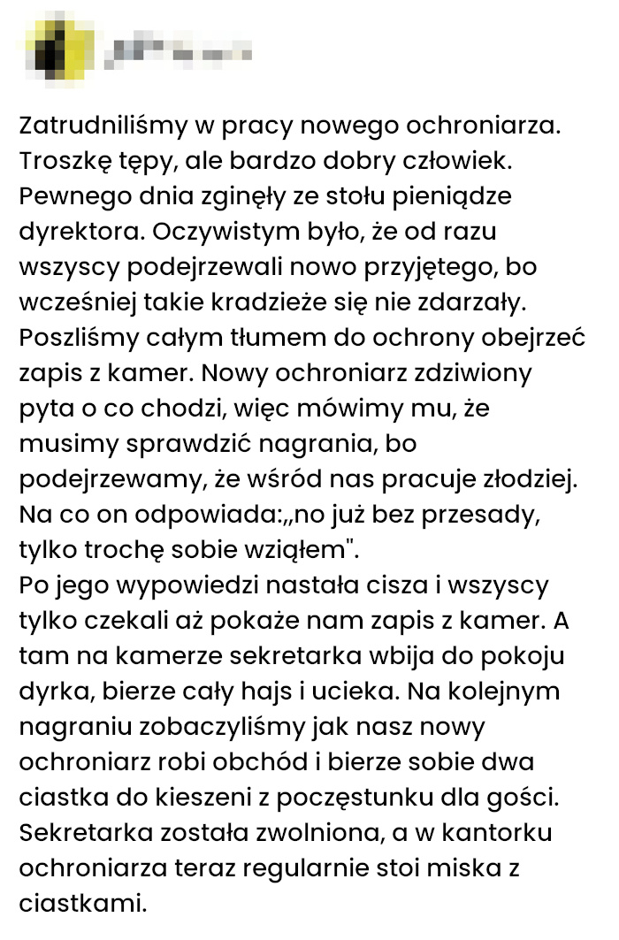 Jak nowy ochroniarz rozwiązał zagadkę biurowej kradzieży