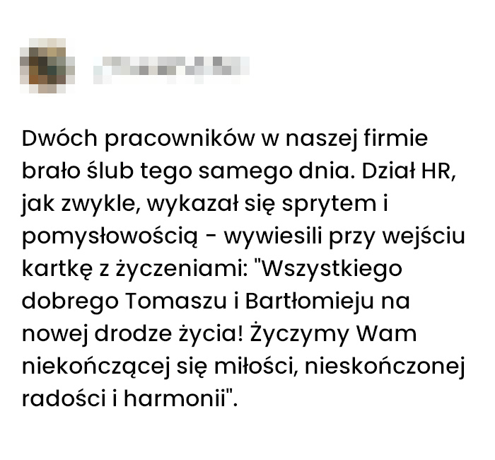 Bezbłędnie życzenia ślubne od działu HR