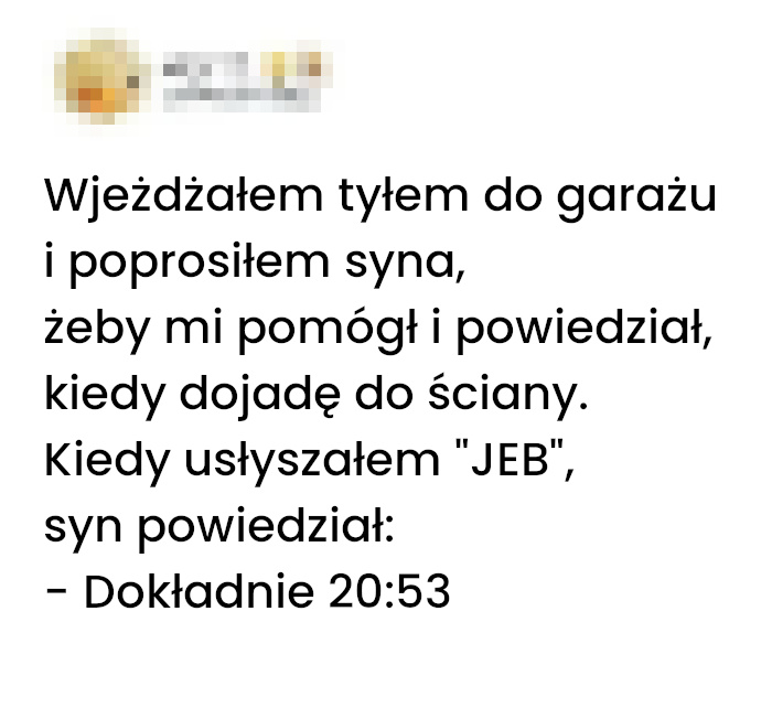 Kiedy syn pomaga parkować ale jest zbyt precyzyjny