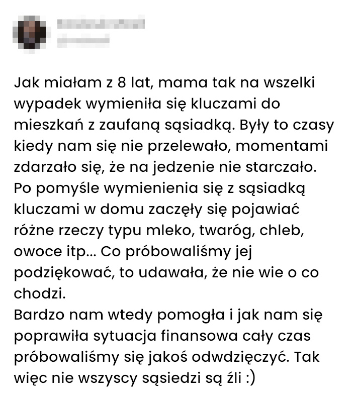 Jak sąsiadka pomogła naszej rodzinie w trudnych czasach