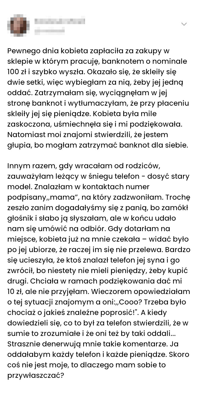 Uczynek który nie wszyscy rozumieją