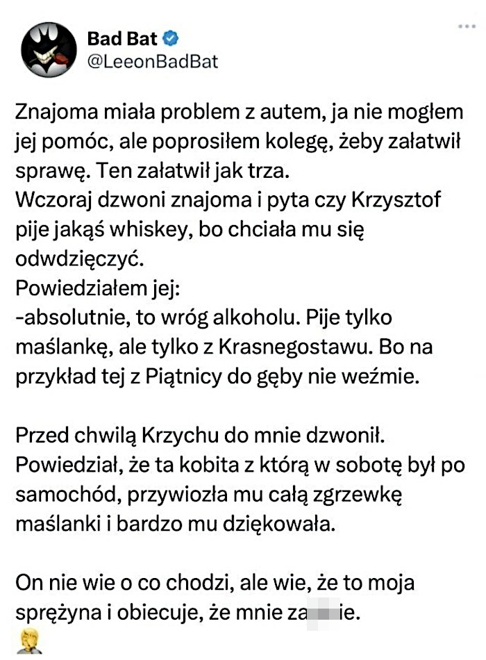 Historia o tym jak maślanka uratowała kolegę od alko