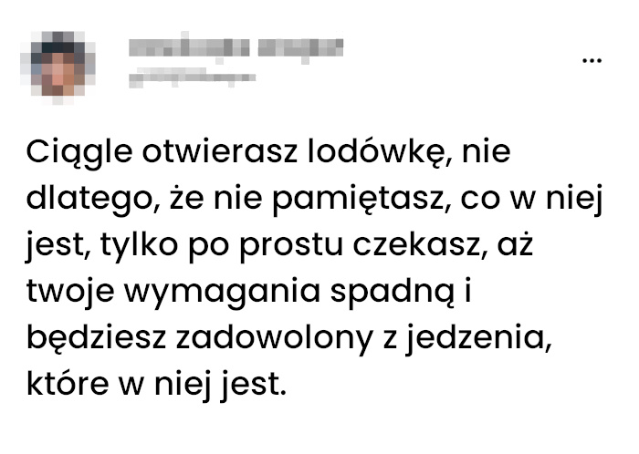 Sztuka zaniżania oczekiwań przed otwartą lodówką