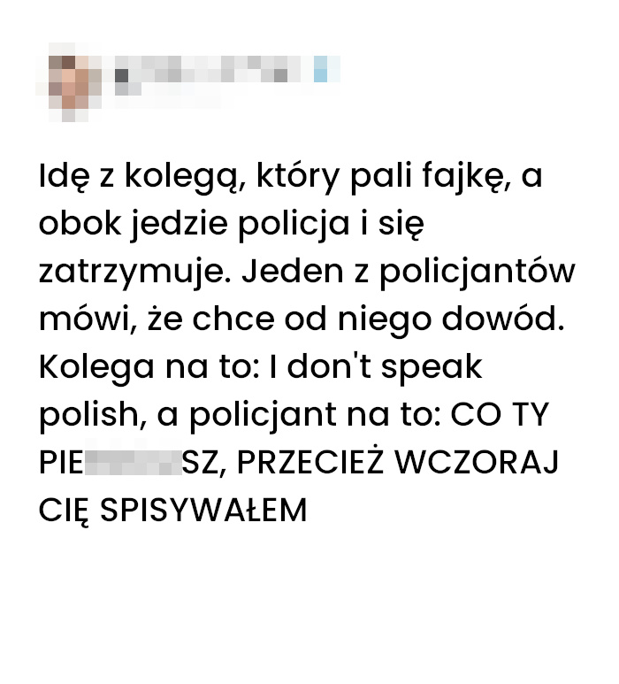 Spotkanie z tym samym policjantem i nieudana próba