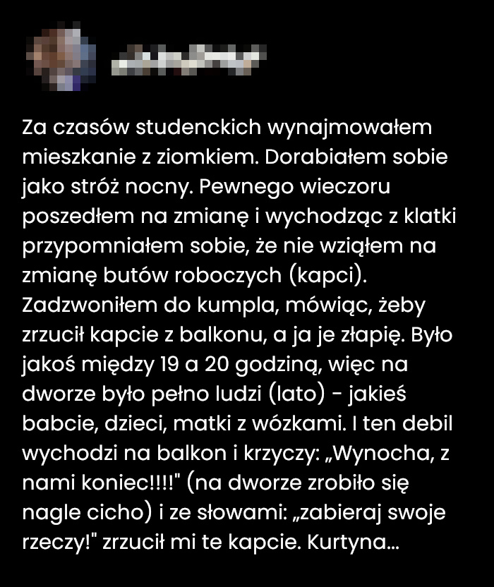 Rozstanie na balkonie i lecące kapcie