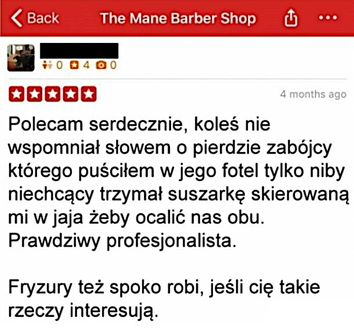 Rzetelna opinia dla rzetelnego Barbera