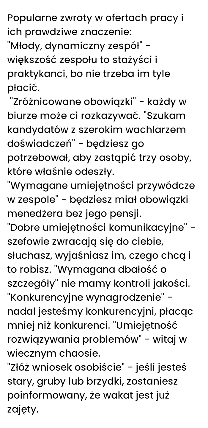 Popularne zwroty w ofertach pracy które powinny cię zaniepokoić