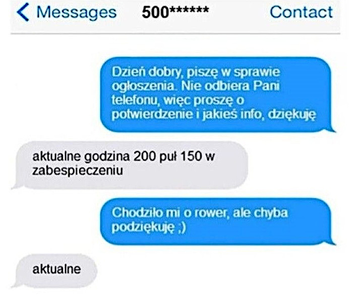 Standardowe zniesmaczenie po rozmowie z kontrahentem z ogłoszenia
