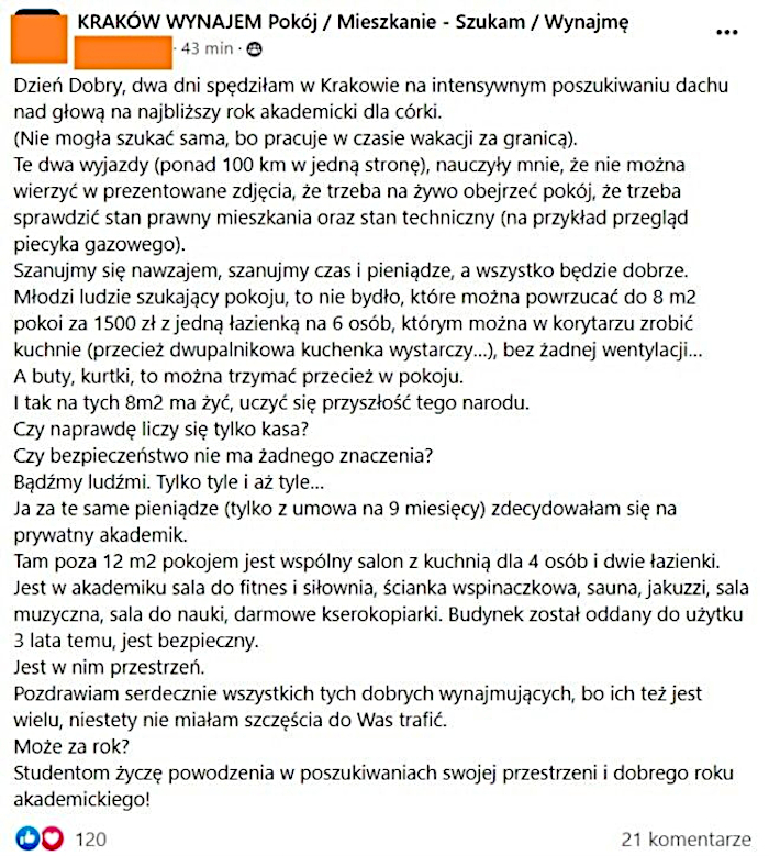 Poszukiwania dachu nad głową w Krakowie