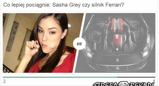 Co lepiej pociągnie: Sasha Grey czy silnik Ferrari?