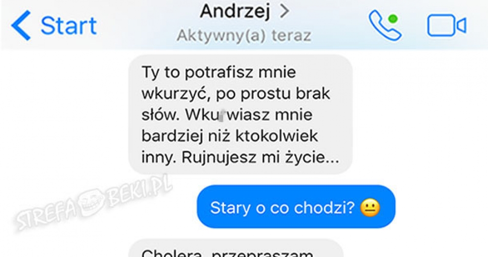 Zdenerwowany Andrzej