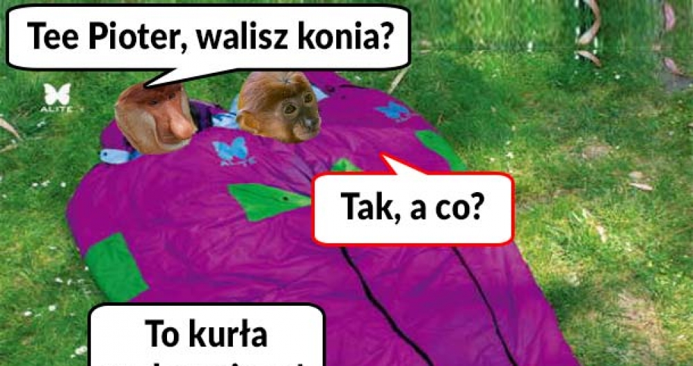 Pioter i Janusz w śpiworze :D