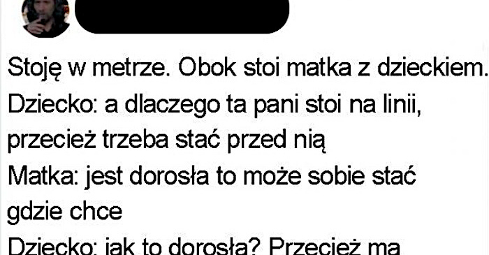 Dziecko podsumowuje dorosłość
